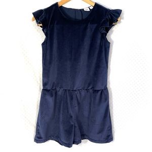 New GAP Kids Navy Blue Velvet Romper One Piece Dress Girls XL (12) NWT